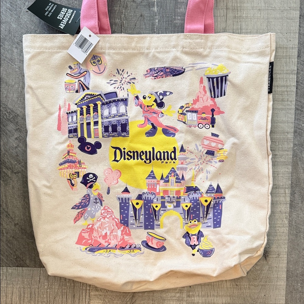 Disneyland Cream and Pink Canvas Tote